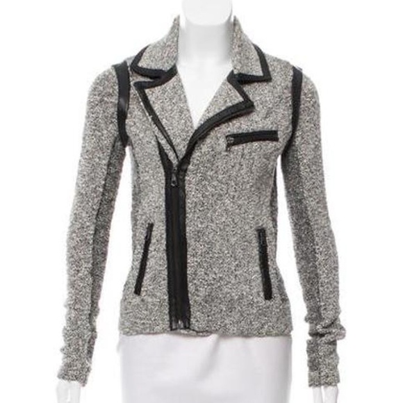 rag & bone Jackets & Blazers - Rag & Bone Bouclé Sweater Jacket with Leather Trim